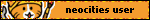 A blinkie with an orange background and the Neocities logo on the left. Black text on the right reads 'neocities user'.